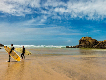 Perranporth Beach surfing Cornwall