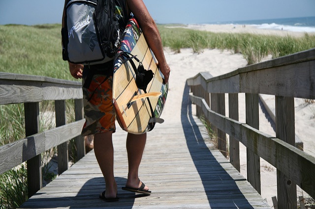 Man with Surfboard Walking onto Beach