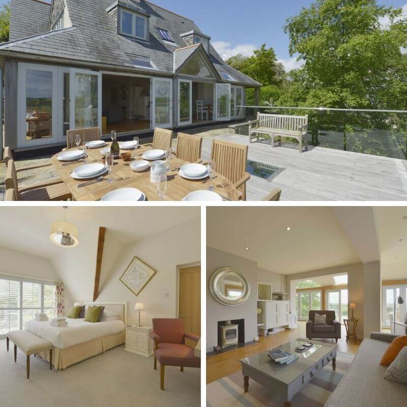 Collage of images of Dove Cottage in Dittisham Devon