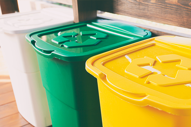 Holiday home waste management recycling bins