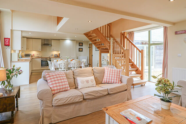 staircase and fire safety blanket in holiday home