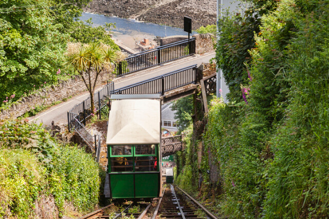 Lynton and Lynmouth Cliff Railway view from above.