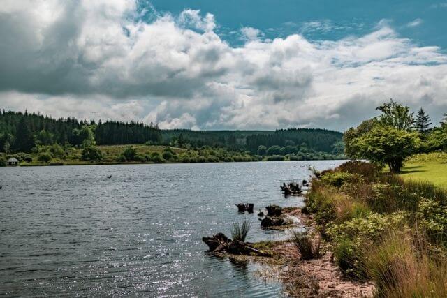 View of Fernworthy Reservoir near Chagford in Dartmoor National Park, Devon.