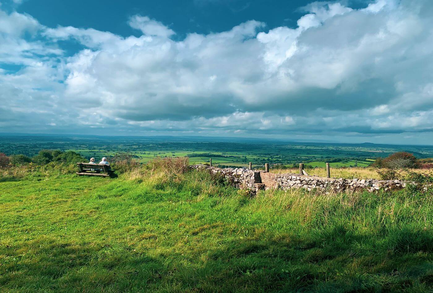 View of the countryside in the Mendip Hills AONB.