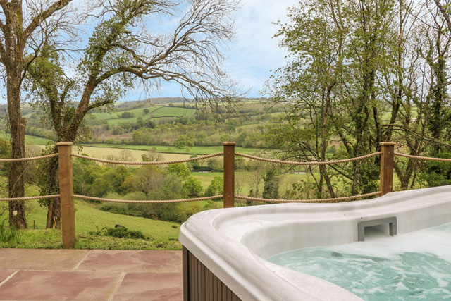 Glamping business hot tub and view