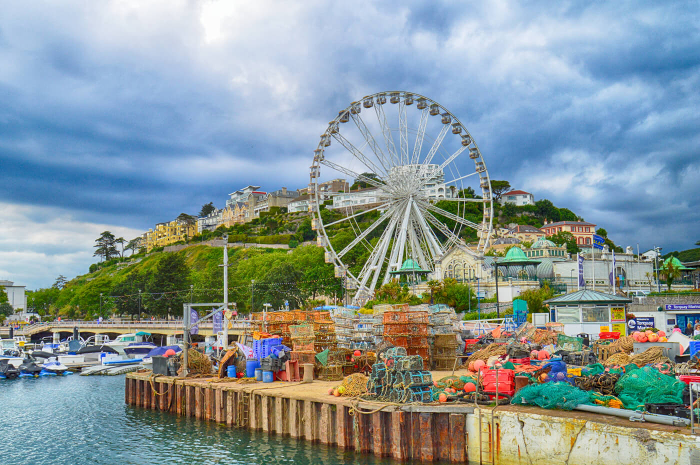 Torquay Marina with English Riviera Wheel in the background.