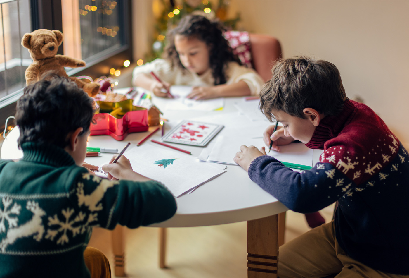 Children Making Christmas Cards